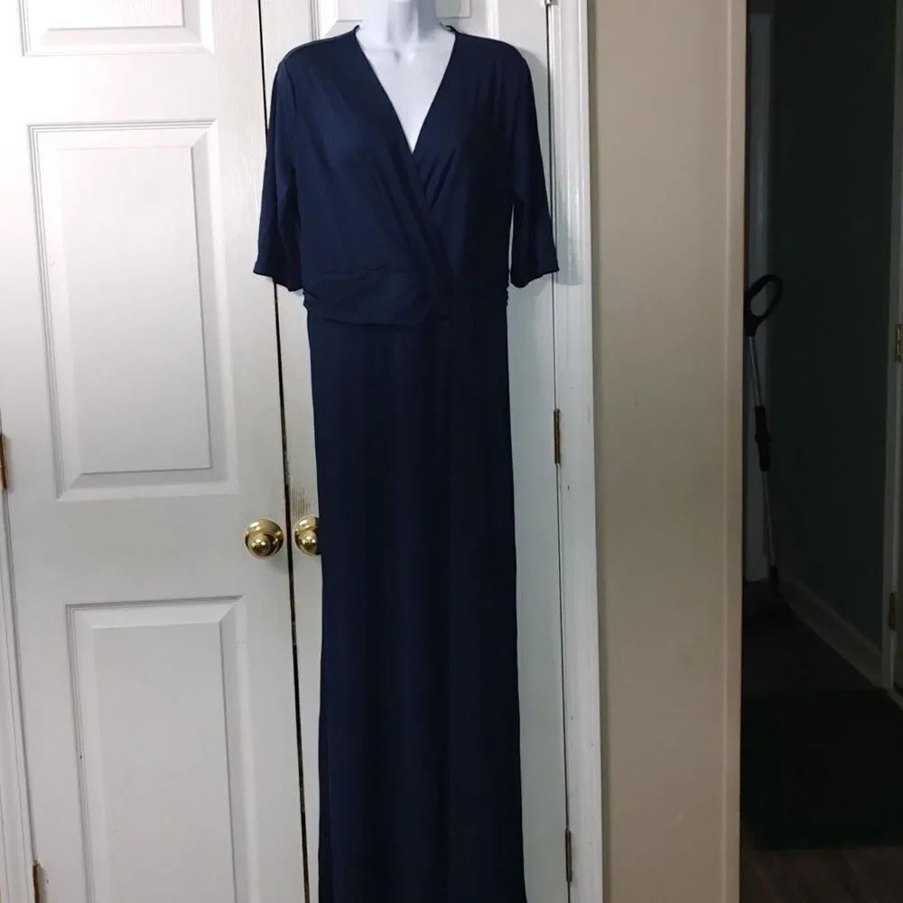 HB Hazel Blues Forever Graceful Navy Maxi Floor Length Dress Sz L NWT